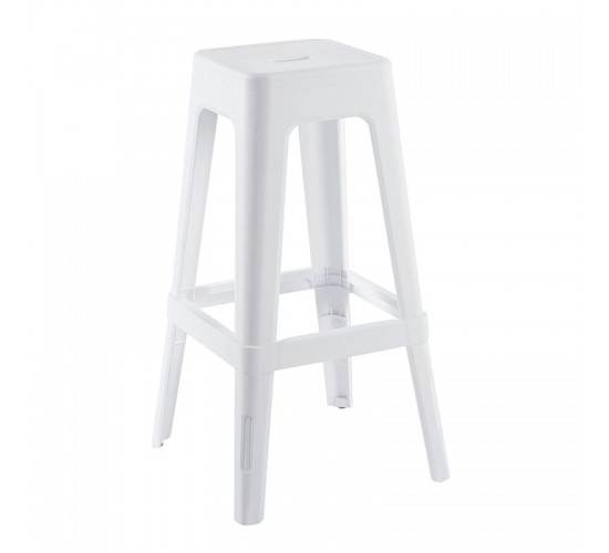 RELIX PP Σκαμπό BAR Στοιβαζόμενο, PP Απόχρωση Άσπρο  42x42x76cm [-Άσπρο-] [-PP - PC - ABS-] Ε51900