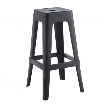 RELIX PP Σκαμπό BAR Στοιβαζόμενο, PP Απόχρωση Μαύρο  42x42x76cm [-Μαύρο-] [-PP - PC - ABS-] Ε51900,1