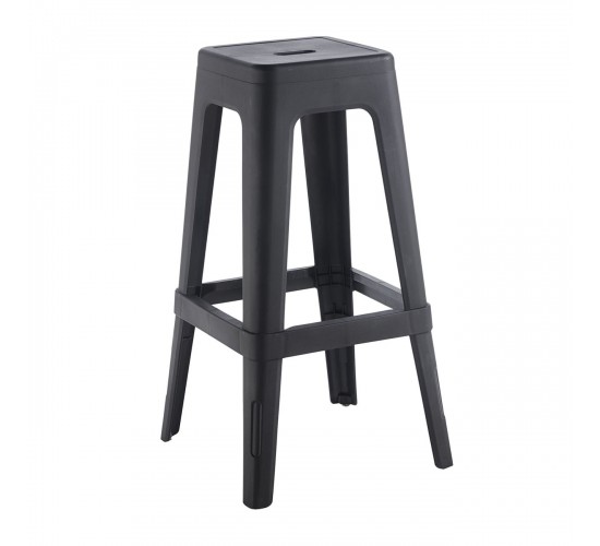 RELIX PP Σκαμπό BAR Στοιβαζόμενο, PP Απόχρωση Μαύρο  42x42x76cm [-Μαύρο-] [-PP - PC - ABS-] Ε51900,1