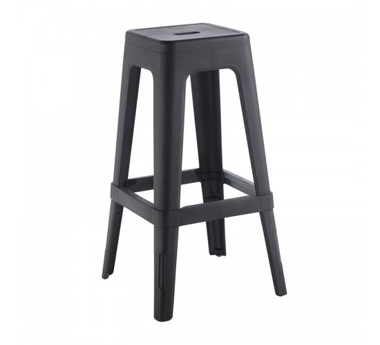 RELIX PP Σκαμπό BAR Στοιβαζόμενο, PP Απόχρωση Μαύρο  42x42x76cm [-Μαύρο-] [-PP - PC - ABS-] Ε51900,1