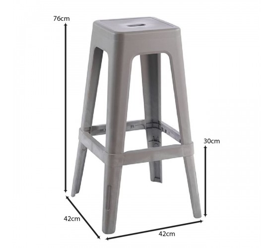 RELIX PP Σκαμπό BAR Στοιβαζόμενο, PP Απόχρωση Sand Beige  42x42x76cm [-Μπεζ-Tortora-Sand-Cappuccino-] [-PP - PC - ABS-] Ε51900,5