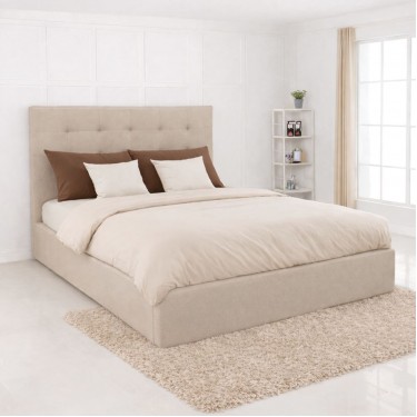 DOLCE Κρεβάτι Διπλό με Αποθηκευτικό Χώρο, για Στρώμα 160x200cm, Ύφασμα Μπεζ  172x219x120cm [-Μπεζ-Tortora-Sand-Cappuccino-] [-Ύφασμα-] Ε8076,1