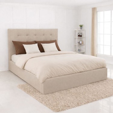 DOLCE Κρεβάτι Διπλό με Αποθηκευτικό Χώρο, για Στρώμα 160x200cm, Ύφασμα Μπεζ  172x219x120cm [-Μπεζ-Tortora-Sand-Cappuccino-] [-Ύφασμα-] Ε8076,1