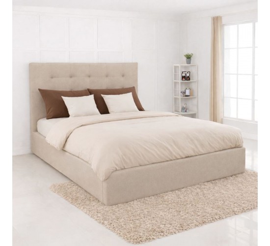 DOLCE Κρεβάτι Διπλό με Αποθηκευτικό Χώρο, για Στρώμα 160x200cm, Ύφασμα Μπεζ  172x219x120cm [-Μπεζ-Tortora-Sand-Cappuccino-] [-Ύφασμα-] Ε8076,1