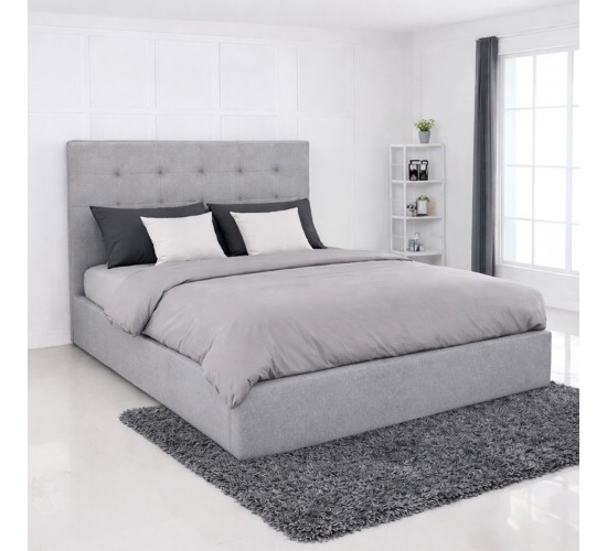 DOLCE Κρεβάτι Διπλό με Αποθηκευτικό Χώρο, για Στρώμα 160x200cm, Ύφασμα Γκρι  172x219x120cm [-Γκρι-] [-Ύφασμα-] Ε8076,2