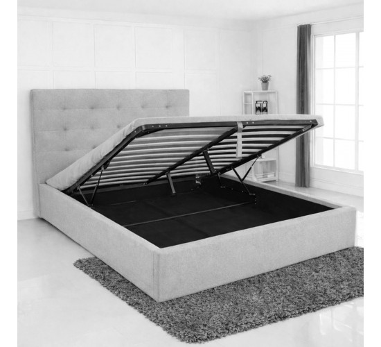 DOLCE Κρεβάτι Διπλό με Αποθηκευτικό Χώρο, για Στρώμα 160x200cm, Ύφασμα Γκρι  172x219x120cm [-Γκρι-] [-Ύφασμα-] Ε8076,2