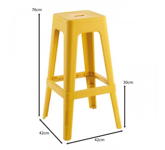 RELIX PP Σκαμπό BAR Στοιβαζόμενο, PP Απόχρωση Κροκί  42x42x76cm [-Κίτρινο-] [-PP - PC - ABS-] Ε51900,7