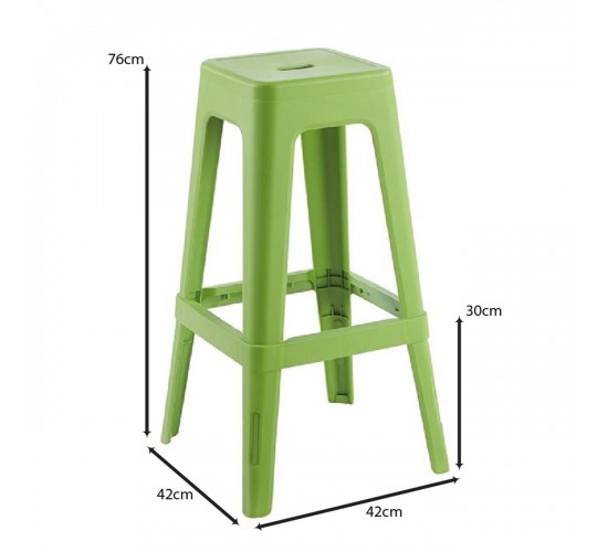 RELIX PP Σκαμπό BAR Στοιβαζόμενο, PP Απόχρωση Lime  42x42x76cm [-Πράσινο-] [-PP - PC - ABS-] Ε51900,3