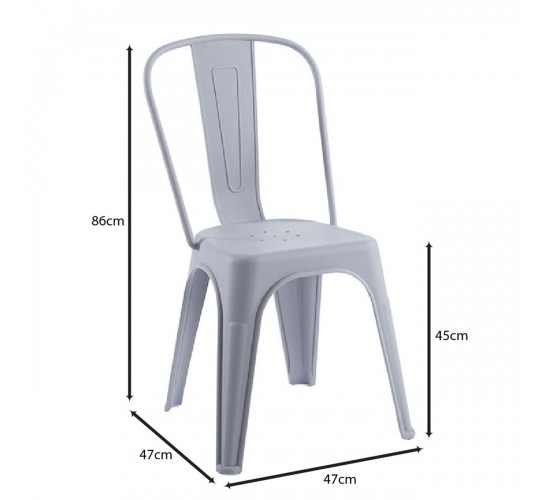 RELIX PP Καρέκλα Στοιβαζόμενη, PP Απόχρωση Γκρι  47x47x86cm [-Γκρι-] [-PP - PC - ABS-] Ε51910,4