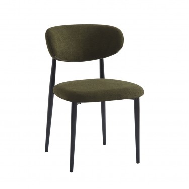 POINT Καρέκλα Τραπεζαρίας Μέταλλο Βαφή Μαύρο, Teddy Ύφασμα Olive Green  49x54x81cm [-Μαύρο-, -Πράσινο-] [-Μέταλλο-, -Ύφασμα-] ΕΜ7917,3