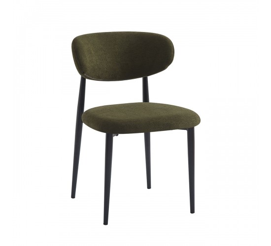 POINT Καρέκλα Τραπεζαρίας Μέταλλο Βαφή Μαύρο, Teddy Ύφασμα Olive Green  49x54x81cm [-Μαύρο-, -Πράσινο-] [-Μέταλλο-, -Ύφασμα-] ΕΜ7917,3