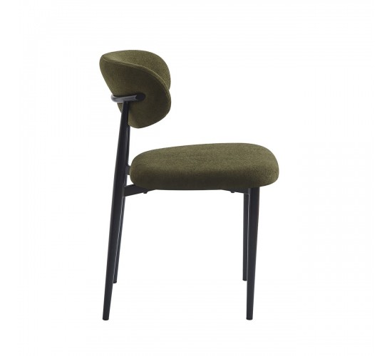 POINT Καρέκλα Τραπεζαρίας Μέταλλο Βαφή Μαύρο, Teddy Ύφασμα Olive Green  49x54x81cm [-Μαύρο-, -Πράσινο-] [-Μέταλλο-, -Ύφασμα-] ΕΜ7917,3