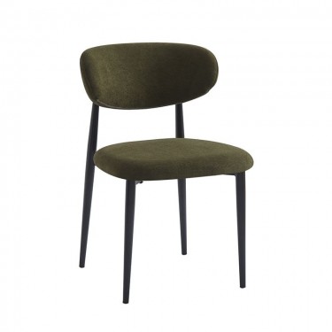 POINT Καρέκλα Τραπεζαρίας Μέταλλο Βαφή Μαύρο, Teddy Ύφασμα Olive Green  49x54x81cm [-Μαύρο-, -Πράσινο-] [-Μέταλλο-, -Ύφασμα-] ΕΜ7917,3