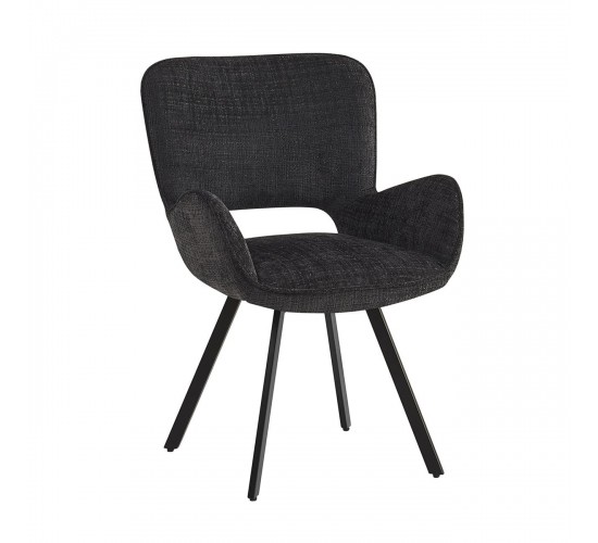 VETA Πολυθρόνα Περιστρεφόμενη, Μέταλλο Βαφή Μαύρο, Ύφασμα Μαύρο  58x58x84cm [-Μαύρο-] [-Μέταλλο-, -Ύφασμα-] ΕΜ7918,2