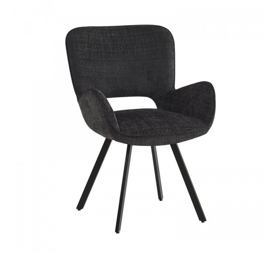 VETA Πολυθρόνα Περιστρεφόμενη, Μέταλλο Βαφή Μαύρο, Ύφασμα Μαύρο  58x58x84cm [-Μαύρο-] [-Μέταλλο-, -Ύφασμα-] ΕΜ7918,2