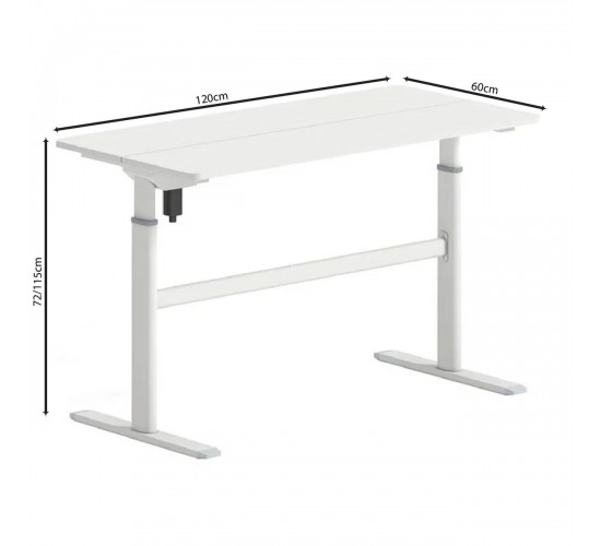 LEVEL Γραφείο Η/Υ Ηλεκτρικό Ρυθμιζόμενο, Πολλαπλών επιλογών ύψους, Άσπρο  120x60x72/115cm [-Άσπρο-] [-Melamine-, -Μέταλλο-] ΕΟ4397,2