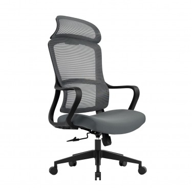 BF3010 Πολυθρόνα Γραφείου Διευθυντή, Mesh Μαύρο, Ύφασμα Γκρι  61x63x119/128cm [-Γκρι-] [-Ύφασμα Mesh-, -Ύφασμα-] ΕΟ572,2