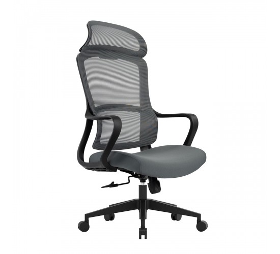 BF3010 Πολυθρόνα Γραφείου Διευθυντή, Mesh Μαύρο, Ύφασμα Γκρι  61x63x119/128cm [-Γκρι-] [-Ύφασμα Mesh-, -Ύφασμα-] ΕΟ572,2