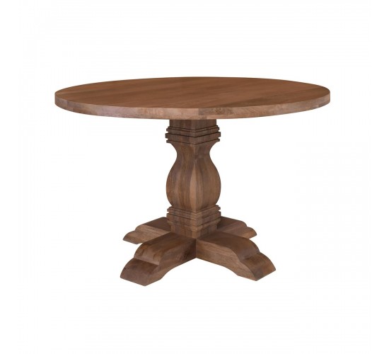 ATLAS Τραπέζι Ροτόντα Τραπεζαρίας, Ξύλο Mango, Απόχρωση Smoke Walnut  Φ120cm H.76cm [-Καρυδί-] [-Ξύλο-] ΕΑ7501,1