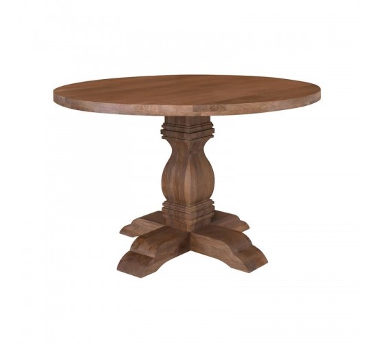 ATLAS Τραπέζι Ροτόντα Τραπεζαρίας, Ξύλο Mango, Απόχρωση Smoke Walnut  Φ120cm H.76cm [-Καρυδί-] [-Ξύλο-] ΕΑ7501,1