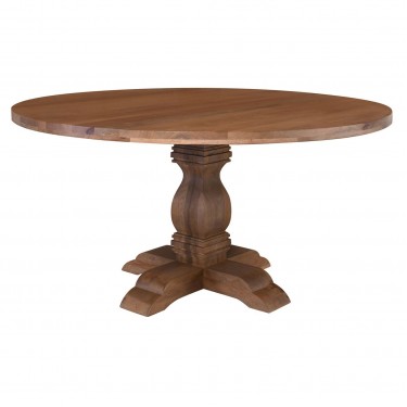 ATLAS Τραπέζι Ροτόντα Τραπεζαρίας, Ξύλο Mango, Απόχρωση Smoke Walnut  Φ150cm H.76cm [-Καρυδί-] [-Ξύλο-] ΕΑ7501,2