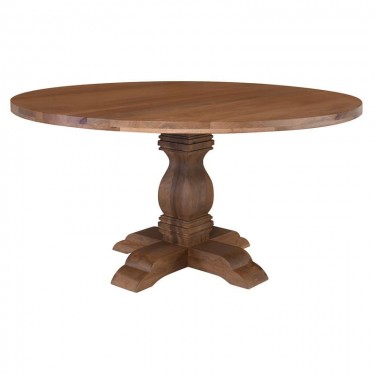 ATLAS Τραπέζι Ροτόντα Τραπεζαρίας, Ξύλο Mango, Απόχρωση Smoke Walnut  Φ150cm H.76cm [-Καρυδί-] [-Ξύλο-] ΕΑ7501,2