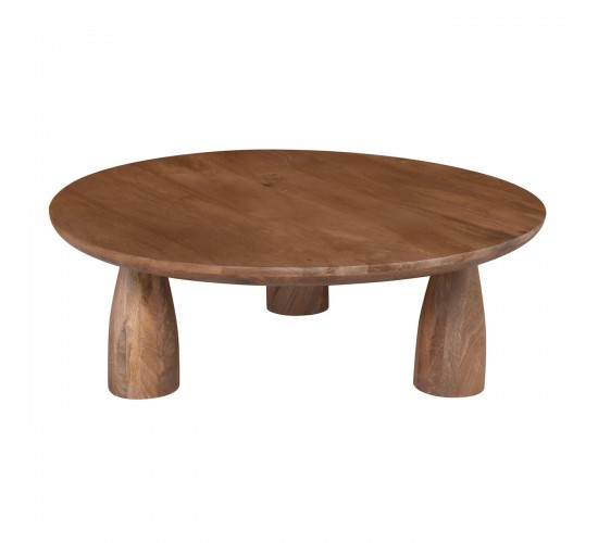 AZTEC Τραπεζάκι Σαλονιού- Καθιστικού, Ξύλο Mango, Απόχρωση Smoke Walnut  Φ90cm H.30cm [-Καρυδί-] [-Ξύλο-] ΕΑ7502,1