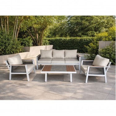 TORO Set Σαλόνι Κήπου 4τεμ, Alu Άσπρο, Rope Wicker Ανθρακί , Polywood Φυσικό, Μαξ.Εκρού  203x84x75-75x84x75-120x65x40cm [-Ανθρακί-, -Άσπρο-] [-Wicker-, -Αλουμίνιο-] Ε6878