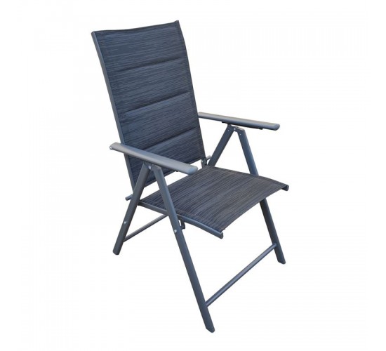 YARD Πολυθρόνα Κήπου-Βεράντας, Πτυσσόμενη, Μέταλλο Βαφή Ανθρακί - Padded Textilene  69x55x102cm [-Ανθρακί-] [-Textilene-, -Μέταλλο-] Ε2507,1
