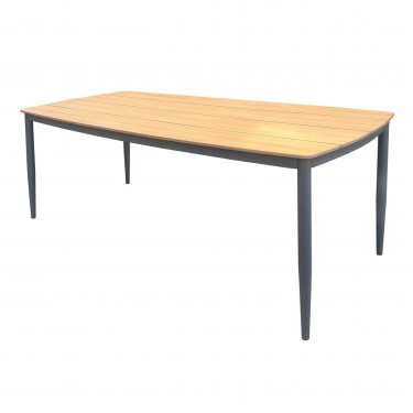 DENVER Τραπέζι Κήπου-Βεράντας, Αλουμίνιο Απόχρωση Ανθρακί, Polywood Φυσικό  220x97x74cm [-Ανθρακί-, -Φυσικό-] [-Polywood-, -Αλουμίνιο-] Ε6760,2