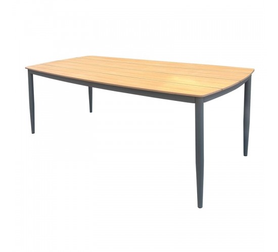 DENVER Τραπέζι Κήπου-Βεράντας, Αλουμίνιο Απόχρωση Ανθρακί, Polywood Φυσικό  220x97x74cm [-Ανθρακί-, -Φυσικό-] [-Polywood-, -Αλουμίνιο-] Ε6760,2