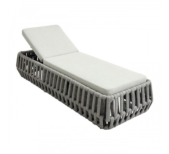 MAJORCA Ξαπλώστρα, Αλουμίνιο με Olefin Rope Γκρι, Μαξιλάρι Ανοιχτό Γκρι  75x195x42cm [-Γκρι-] [-Αλουμίνιο-, -Ύφασμα-] Ε6879,1