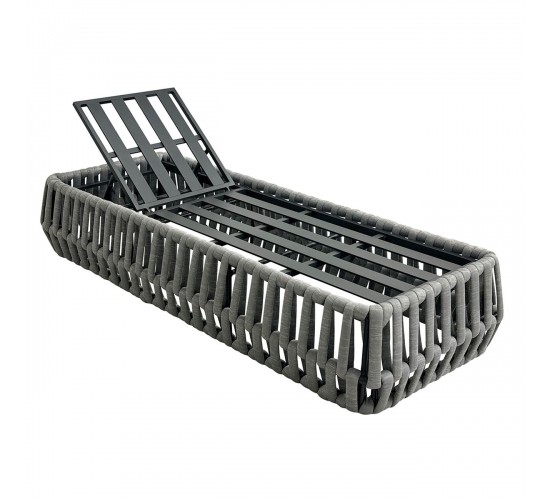 MAJORCA Ξαπλώστρα, Αλουμίνιο με Olefin Rope Γκρι, Μαξιλάρι Ανοιχτό Γκρι  75x195x42cm [-Γκρι-] [-Αλουμίνιο-, -Ύφασμα-] Ε6879,1