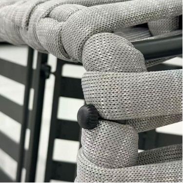 MAJORCA Ξαπλώστρα, Αλουμίνιο με Olefin Rope Γκρι, Μαξιλάρι Ανοιχτό Γκρι  75x195x42cm [-Γκρι-] [-Αλουμίνιο-, -Ύφασμα-] Ε6879,1