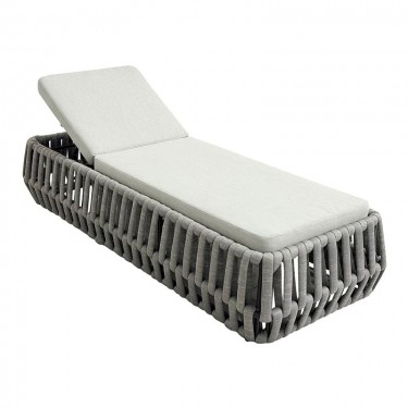 MAJORCA Ξαπλώστρα, Αλουμίνιο με Olefin Rope Γκρι, Μαξιλάρι Ανοιχτό Γκρι  75x195x42cm [-Γκρι-] [-Αλουμίνιο-, -Ύφασμα-] Ε6879,1