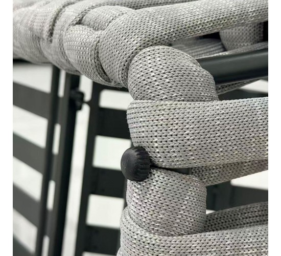 MAJORCA Ξαπλώστρα, Αλουμίνιο με Olefin Rope Γκρι, Μαξιλάρι Ανοιχτό Γκρι  75x195x42cm [-Γκρι-] [-Αλουμίνιο-, -Ύφασμα-] Ε6879,1