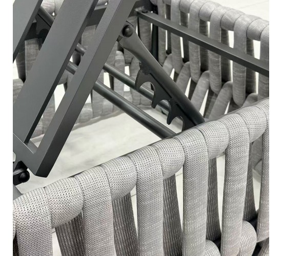 MAJORCA Ξαπλώστρα, Αλουμίνιο με Olefin Rope Γκρι, Μαξιλάρι Ανοιχτό Γκρι  75x195x42cm [-Γκρι-] [-Αλουμίνιο-, -Ύφασμα-] Ε6879,1