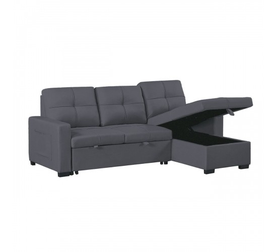 MONTREAL-S Καναπές - Κρεβάτι Γωνία Αναστρέψιμη με Χώρο Αποθήκευσης,Ύφασμα Ανθρακί  215x150x70x89cm Bed:110x195cm [-Ανθρακί-] [-Ύφασμα-] Ε9588,1S