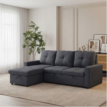 MONTREAL-S Καναπές - Κρεβάτι Γωνία Αναστρέψιμη με Χώρο Αποθήκευσης,Ύφασμα Ανθρακί  215x150x70x89cm Bed:110x195cm [-Ανθρακί-] [-Ύφασμα-] Ε9588,1S