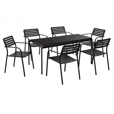 ROMA-MODIAL Set Τραπεζαρία: Τραπέζι   6 Πολυθρόνες, Μέταλλο Μαύρο  Table:159x80x75 Armch:56x55x80 [-Μαύρο-] [-Μέταλλο-] Ε527,1S