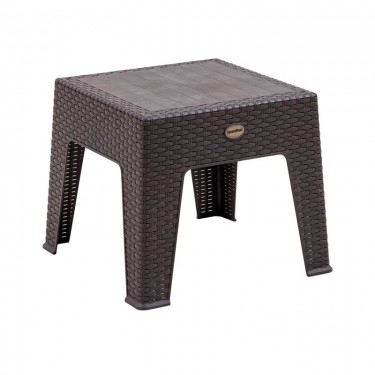 RATTAN Τραπεζάκι Βοηθητικό - Ξαπλώστρας, Στοιβαζόμενο, PP-UV (Rattan Look) Καφέ  50x50x42cm [-Καφέ-] [-PP - PC - ABS-] Ε355,4