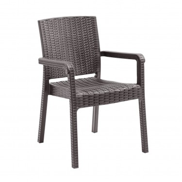 LORA Pro Πολυθρόνα Κήπου - Βεράντας Στοιβαζόμενη, PP-UV (Rattan Look) Καφέ  57x60x86cm [-Καφέ-] [-PP - PC - ABS-] Ε3030,4