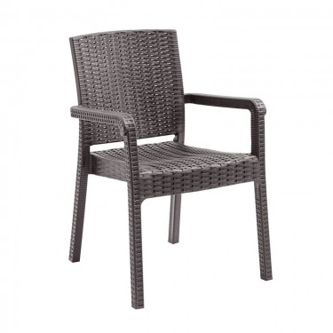 LORA Pro Πολυθρόνα Κήπου - Βεράντας Στοιβαζόμενη, PP-UV (Rattan Look) Καφέ  57x60x86cm [-Καφέ-] [-PP - PC - ABS-] Ε3030,4