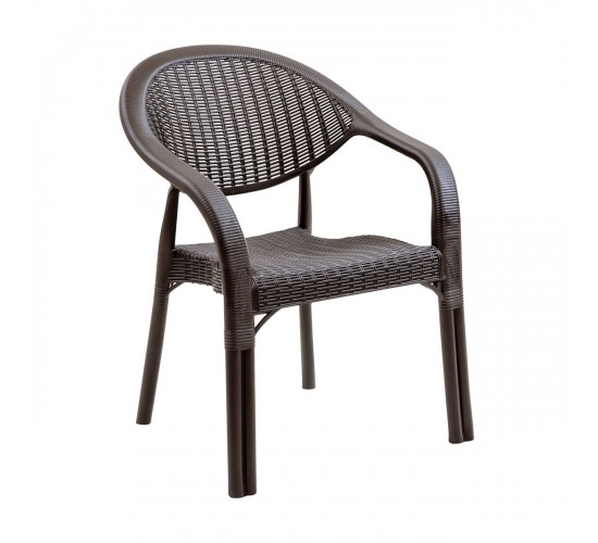 BAMBOO Pro Πολυθρόνα Κήπου - Βεράντας Στοιβαζόμενη, PP-UV (Rattan Look) Καφέ  63x61x81cm [-Καφέ-] [-PP - PC - ABS-] Ε3032,4