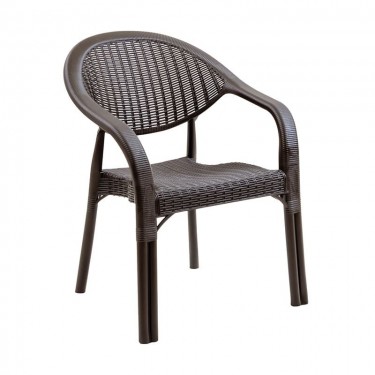 BAMBOO Pro Πολυθρόνα Κήπου - Βεράντας Στοιβαζόμενη, PP-UV (Rattan Look) Καφέ  63x61x81cm [-Καφέ-] [-PP - PC - ABS-] Ε3032,4