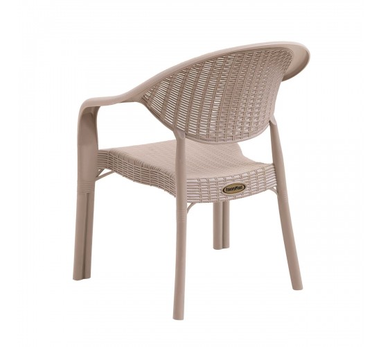 BAMBOO Pro Πολυθρόνα Κήπου - Βεράντας Στοιβαζόμενη, PP-UV (Rattan Look) Cappuccino  63x61x81cm [-Μπεζ-Tortora-Sand-Cappuccino-] [-PP - PC - ABS-] Ε3032,1