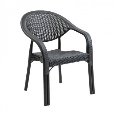 BAMBOO Pro Πολυθρόνα Κήπου - Βεράντας Στοιβαζόμενη, PP-UV (Rattan Look) Ανθρακί  63x61x81cm [-Ανθρακί-] [-PP - PC - ABS-] Ε3032,3