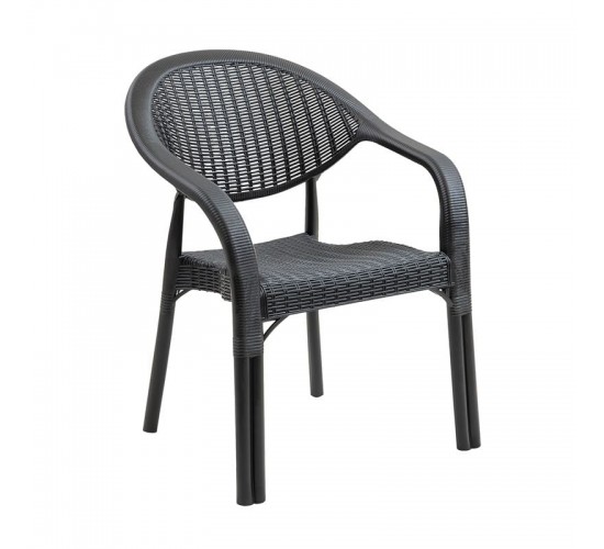 BAMBOO Pro Πολυθρόνα Κήπου - Βεράντας Στοιβαζόμενη, PP-UV (Rattan Look) Ανθρακί  63x61x81cm [-Ανθρακί-] [-PP - PC - ABS-] Ε3032,3