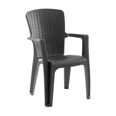 SIDE Πολυθρόνα Κήπου-Βεράντας Στοιβαζόμενη, (Rattan Look) PP-UV Απόχρωση Ανθρακί  59x61x89cm [-Ανθρακί-] [-PP - PC - ABS-] Ε3031,3