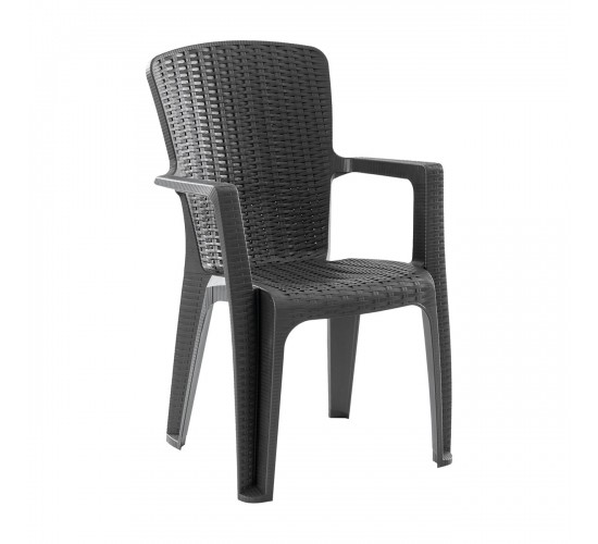 SIDE Πολυθρόνα Κήπου-Βεράντας Στοιβαζόμενη, (Rattan Look) PP-UV Απόχρωση Ανθρακί  59x61x89cm [-Ανθρακί-] [-PP - PC - ABS-] Ε3031,3